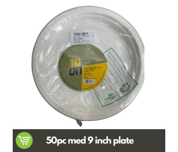 10 ON DISPOSABLE WHITE PULP PLATES MEDIUM 9 INCHES